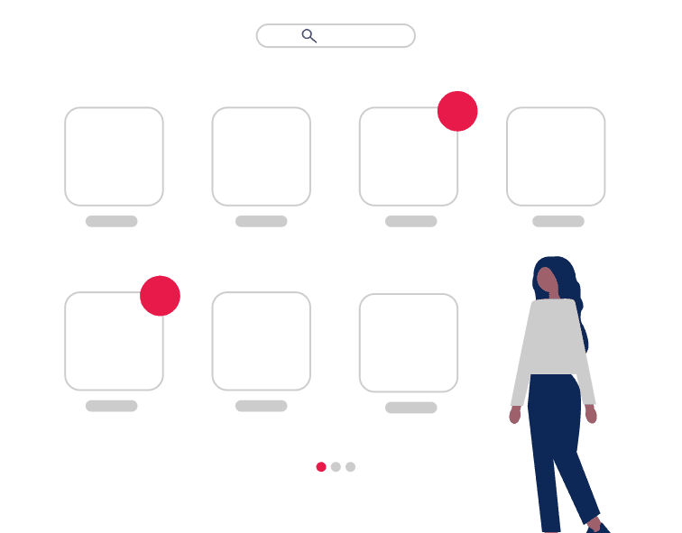 Mobile app interface with two people