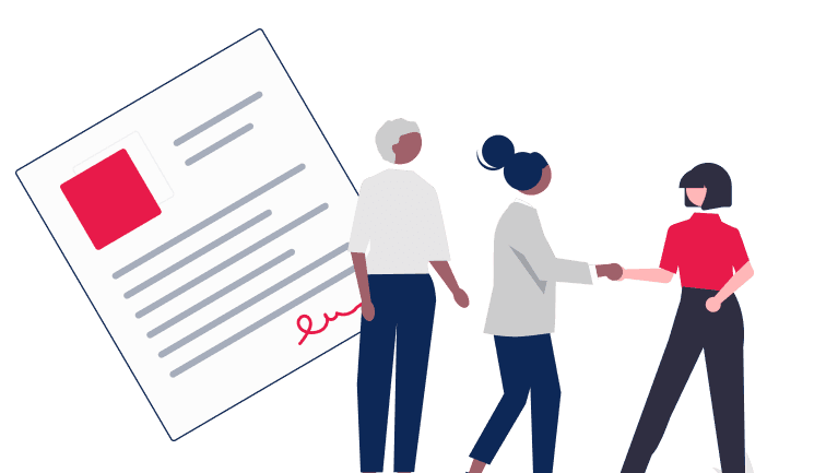 Family reviewing documents